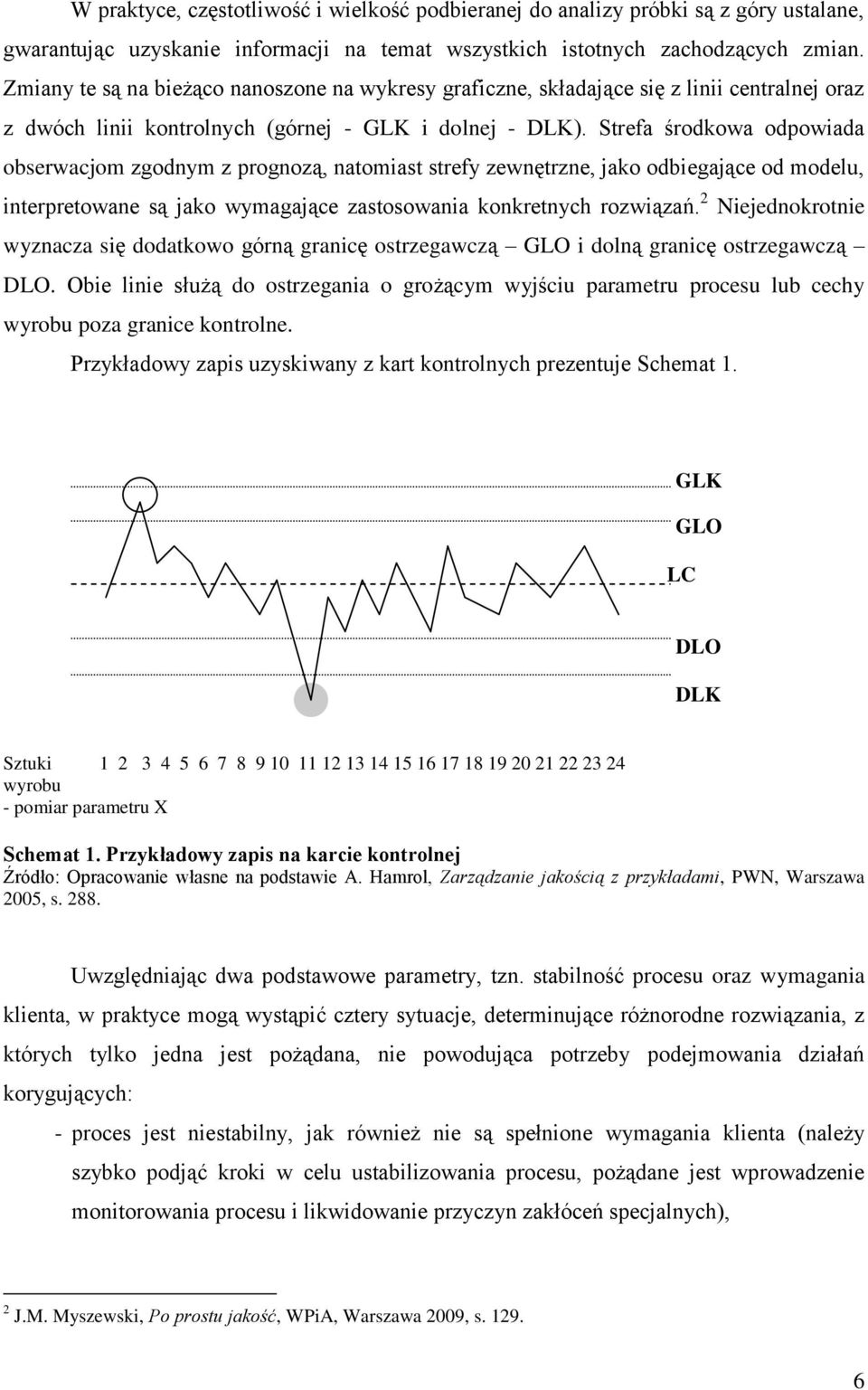 Strefa środkowa odpowiada obserwacjom zgodnym z prognozą, natomiast strefy zewnętrzne, jako odbiegające od modelu, interpretowane są jako wymagające zastosowania konkretnych rozwiązań.