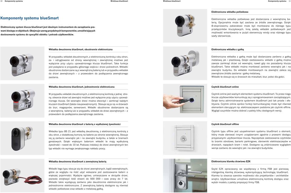 Elektroniczna wkładka połówkowa jest dostarczana z wewnętrzną baterią. Opcjonalnie może być zasilana ze źródła zewnętrznego.