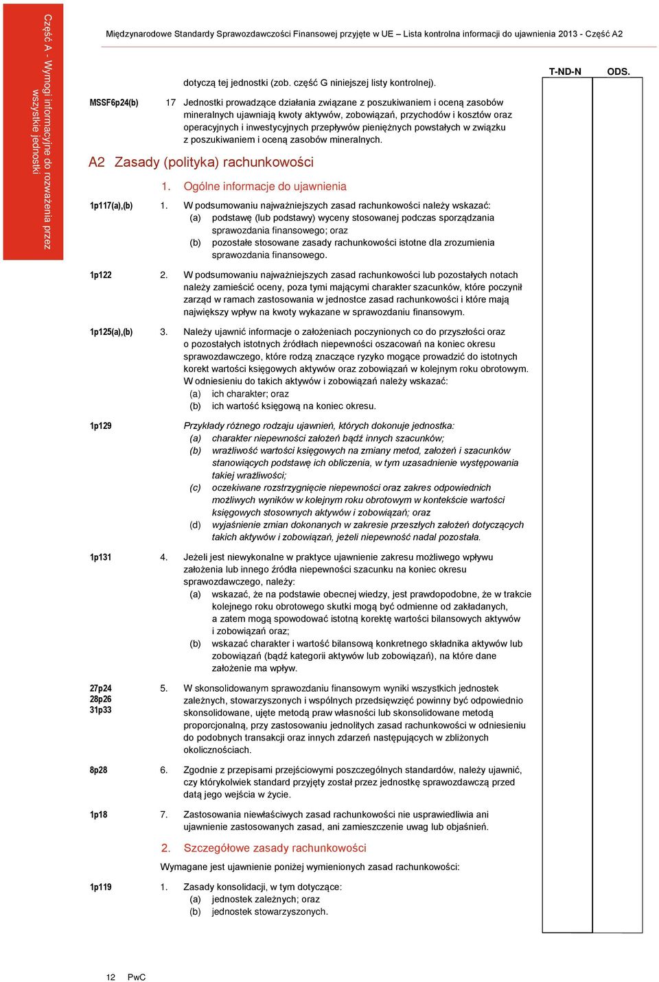 Jednostki prowadzące działania związane z poszukiwaniem i oceną zasobów mineralnych ujawniają kwoty aktywów, zobowiązań, przychodów i kosztów oraz operacyjnych i inwestycyjnych przepływów pieniężnych