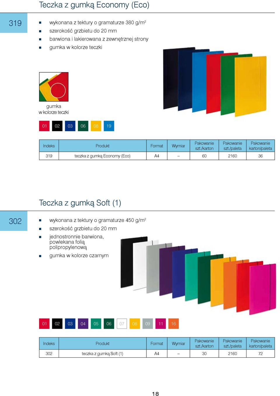 60 2160 36 Teczka z gumką Soft (1) 302 wykonana z tektury o gramaturze 450 g/m 2 szerokość grzbietu do 20 mm jednostronnie