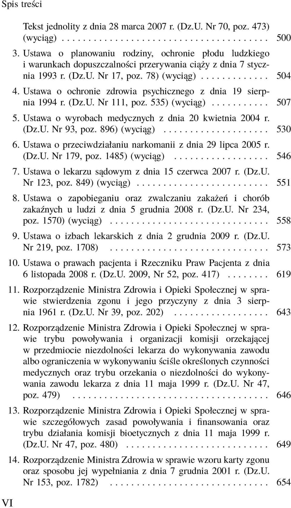 Ustawa o ochronie zdrowia psychicznego z dnia 19 sierpnia 1994 r. (Dz.U. Nr 111, poz. 535) (wyciąg)........... 507 5. Ustawa o wyrobach medycznych z dnia 20 kwietnia 2004 r. (Dz.U. Nr 93, poz.