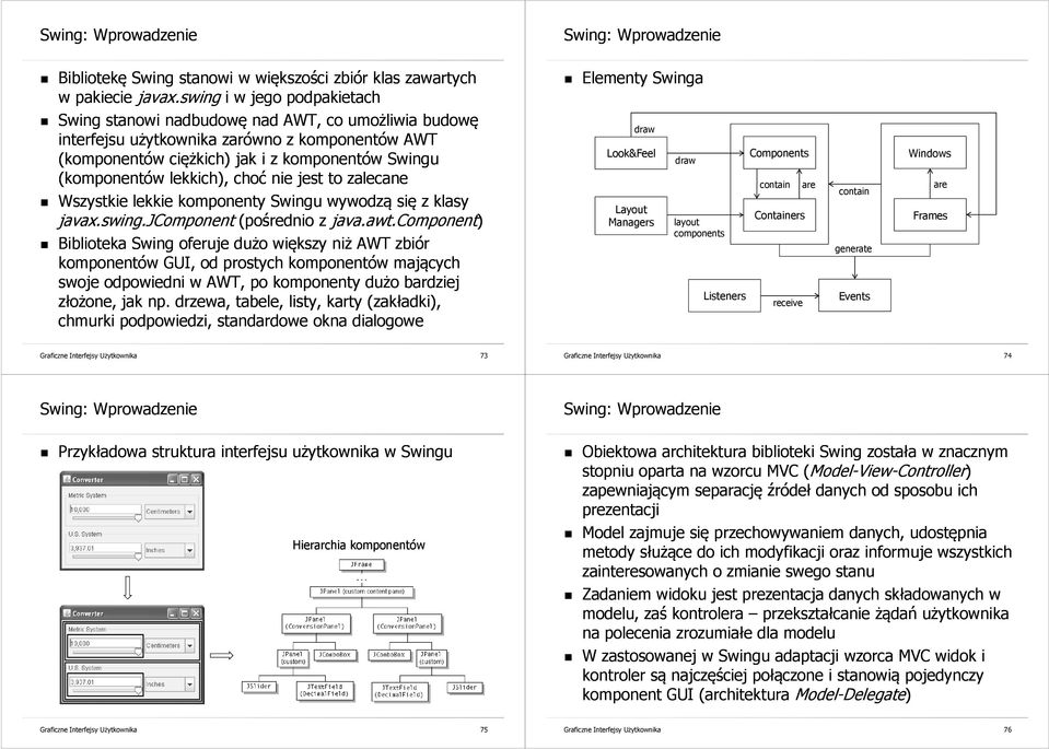 lekkich), choć nie jest to zalecane Wszystkie lekkie komponenty Swingu wywodzą się z klasy javax.swing.jcomponent (pośrednio z java.awt.