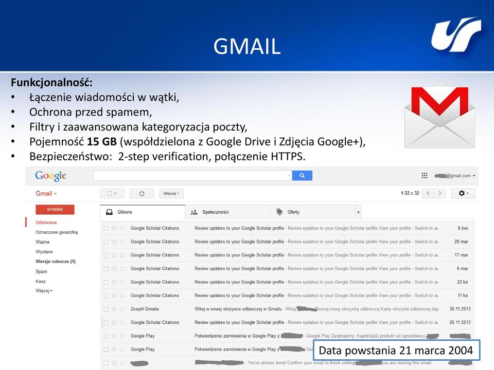GB (współdzielona z Google Drive i Zdjęcia Google+),