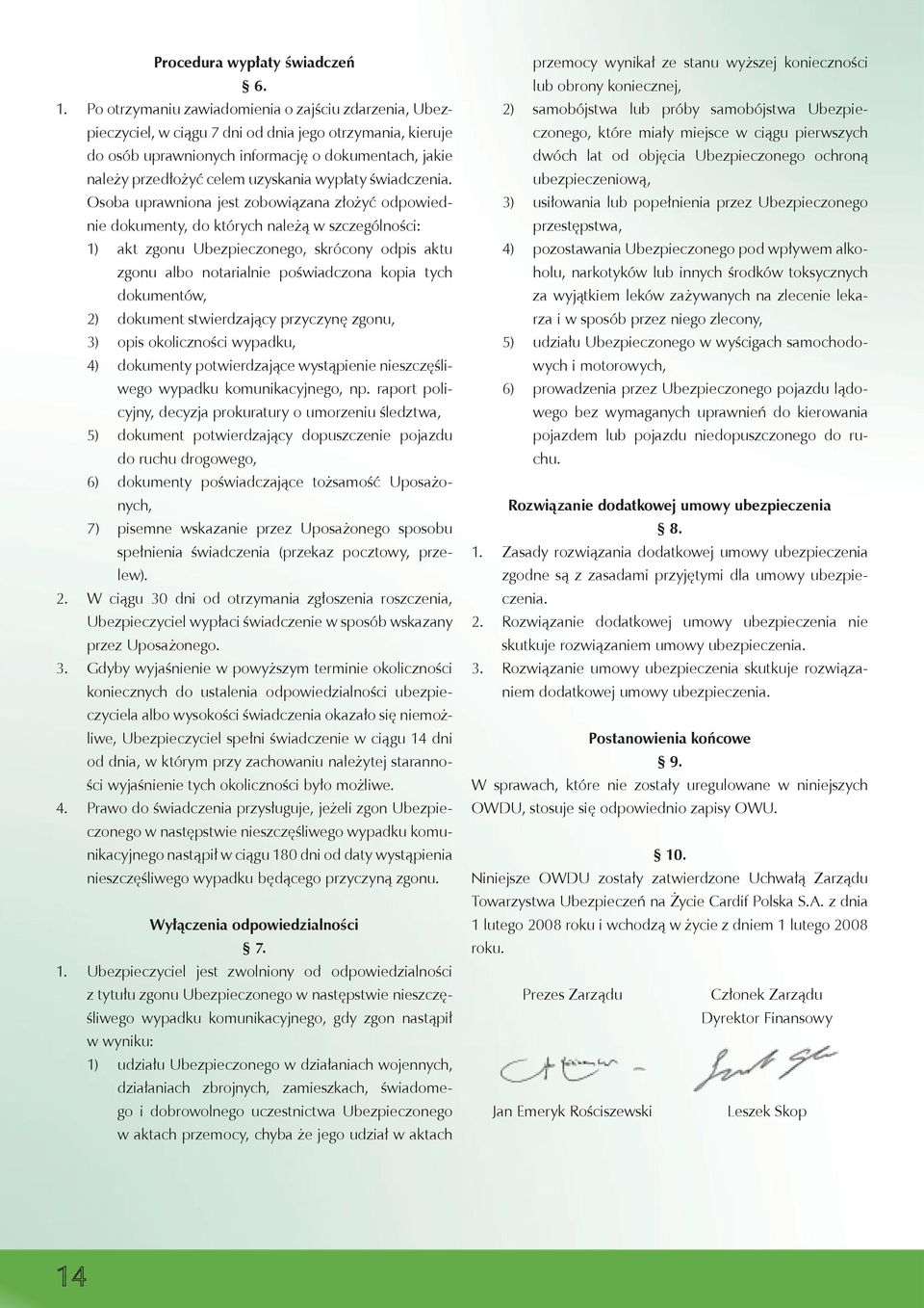 wypłaty świadczenia.