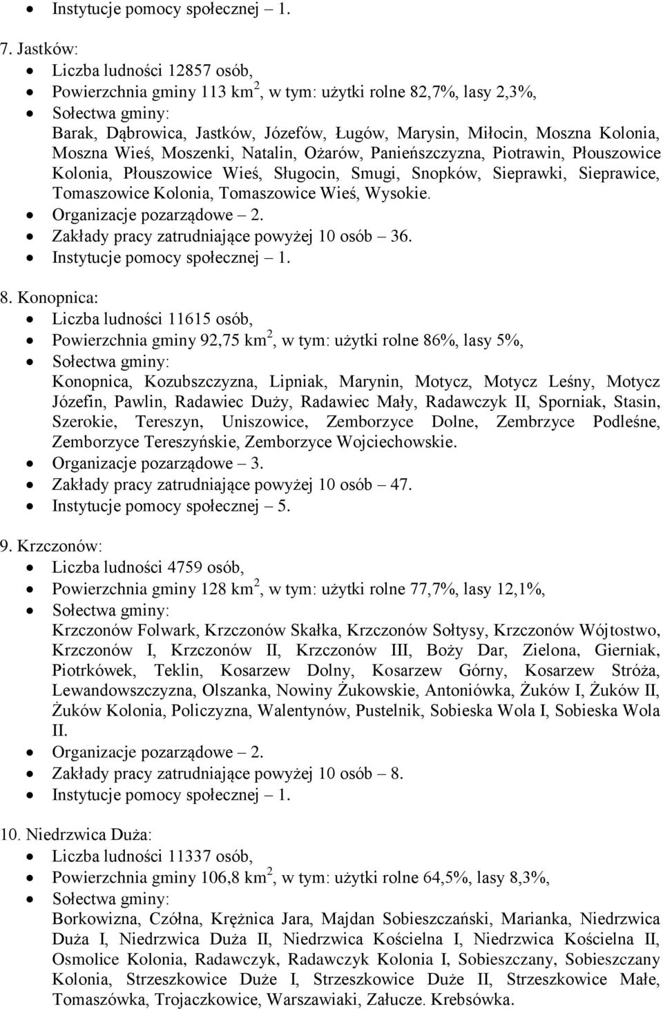 Zakłady pracy zatrudniające powyżej 10 osób 36. 8.