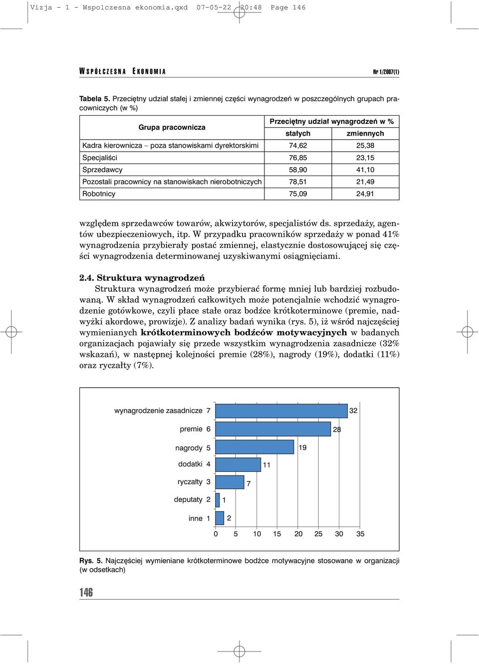 stanowiskami dyrektorskimi 74,62 25,38 Specjaliœci 76,85 23,15 Sprzedawcy 58,90 41,10 Pozostali pracownicy na stanowiskach nierobotniczych 78,51 21,49 Robotnicy 75,09 24,91 wzglídem sprzedawcûw
