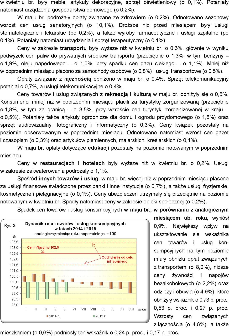 Droższe niż przed miesiącem były usługi stomatologiczne i lekarskie (po 0,2%), a także wyroby farmaceutyczne i usługi szpitalne (po 0,1%).