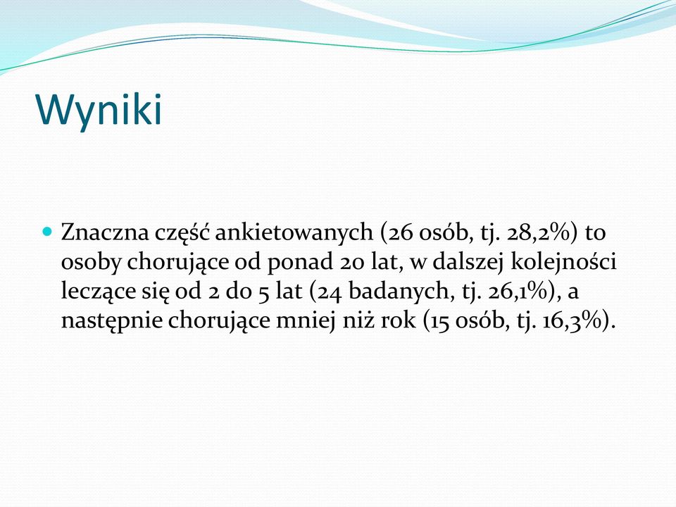kolejności leczące się od 2 do 5 lat (24 badanych, tj.