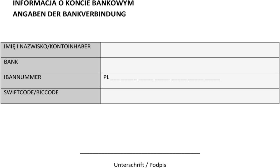 NAZWISKO/KONTOINHABER BANK