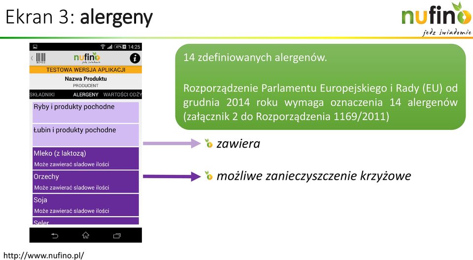 2014 roku wymaga oznaczenia 14 alergenów (załącznik 2 do