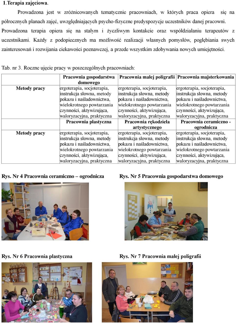 Prowadzona terapia opiera się na stałym i życzliwym kontakcie oraz współdziałaniu terapeutów z uczestnikami.