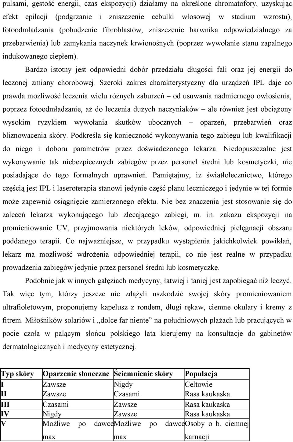 Bardzo istotny jest odpowiedni dobór przedziału długości fali oraz jej energii do leczonej zmiany chorobowej.