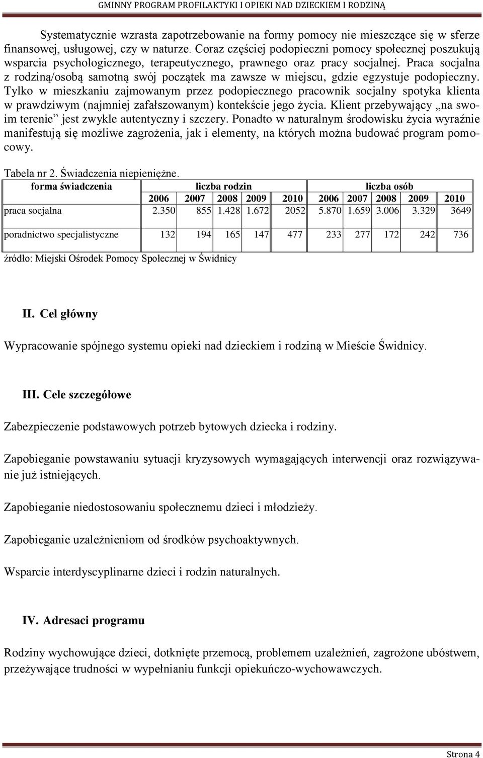 Praca socjalna z rodziną/osobą samotną swój początek ma zawsze w miejscu, gdzie egzystuje podopieczny.