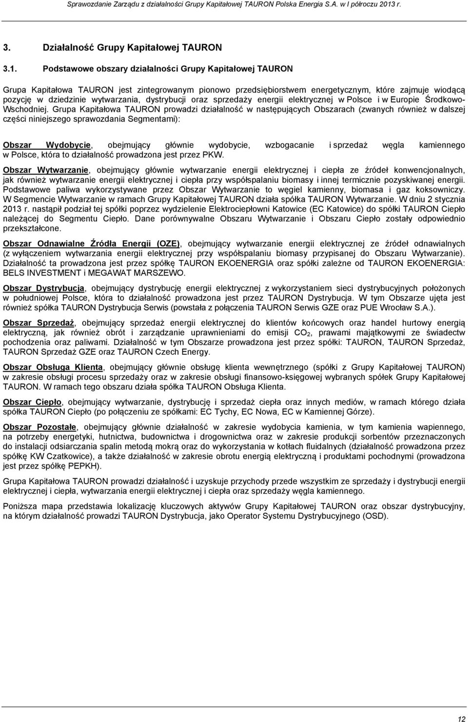 dystrybucji oraz sprzedaży energii elektrycznej w Polsce i w Europie Środkowo- Wschodniej.