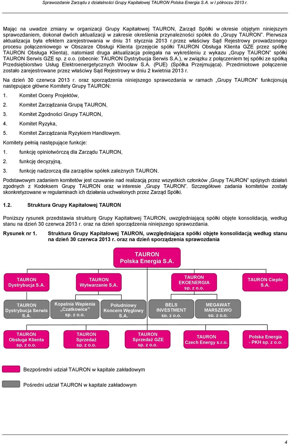 przez właściwy Sąd Rejestrowy prowadzonego procesu połączeniowego w Obszarze Obsługi Klienta (przejęcie spółki TAURON Obsługa Klienta GZE przez spółkę TAURON Obsługa Klienta), natomiast druga