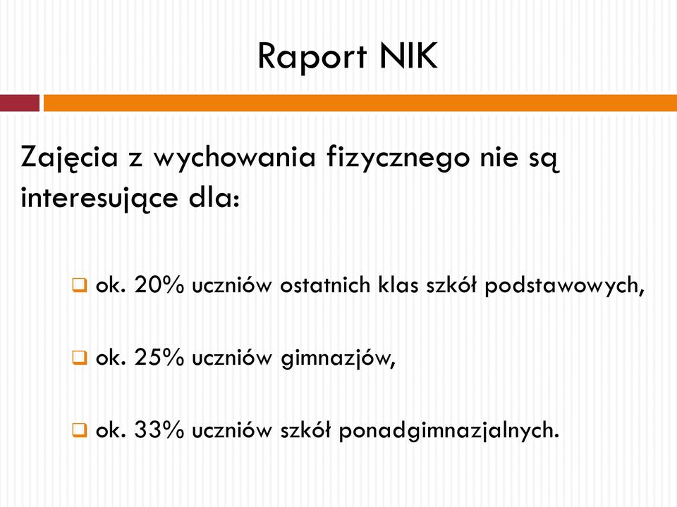 20% uczniów ostatnich klas szkół podstawowych,