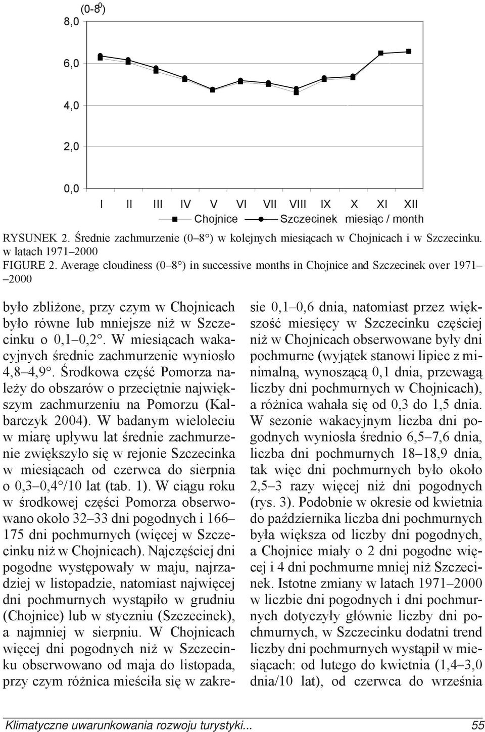 W miesiącach wakacyjnych średnie zachmurzenie wyniosło 4,8 4,9. Środkowa część Pomorza należy do obszarów o przeciętnie największym zachmurzeniu na Pomorzu (Kalbarczyk 24).
