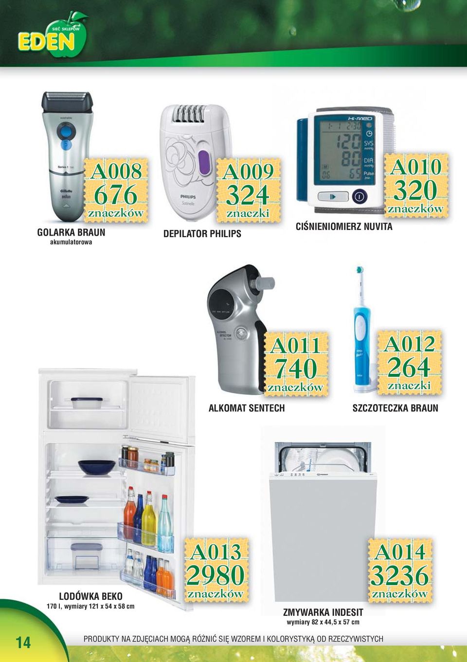 SZCZOTECZKA BRAUN 14 LODÓWKA BEKO 170 l, wymiary 121 x 54 x 58