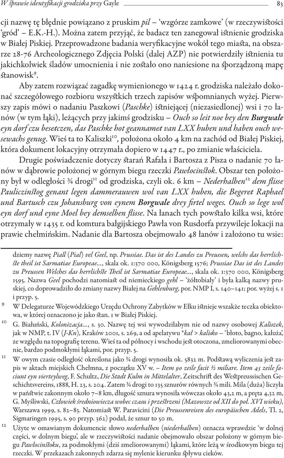 Przeprowadzone badania weryfikacyjne wokół tego miasta, na obszarze 28-76 Archeologicznego Zdjęcia Polski (dalej AZP) nie potwierdziły istnienia tu jakichkolwiek śladów umocnienia i nie zostało ono