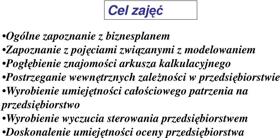 zależności w przedsiębiorstwie Wyrobienie umiejętności całościowego patrzenia na