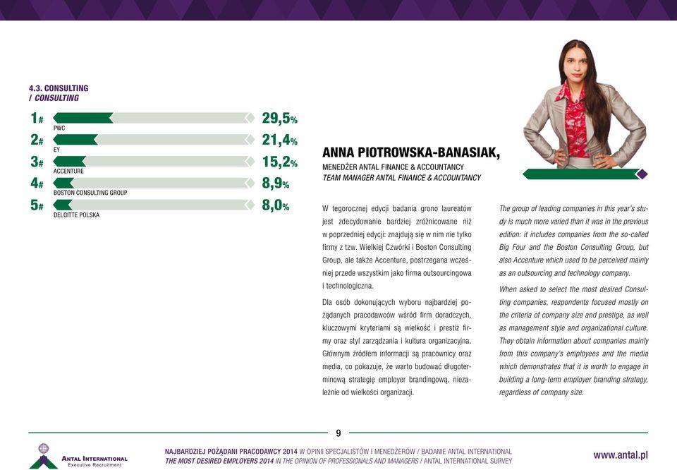 nie tylko firmy z tzw. Wielkiej Czwórki i Boston Consulting Group, ale także Accenture, postrzegana wcześniej przede wszystkim jako firma outsourcingowa i technologiczna.