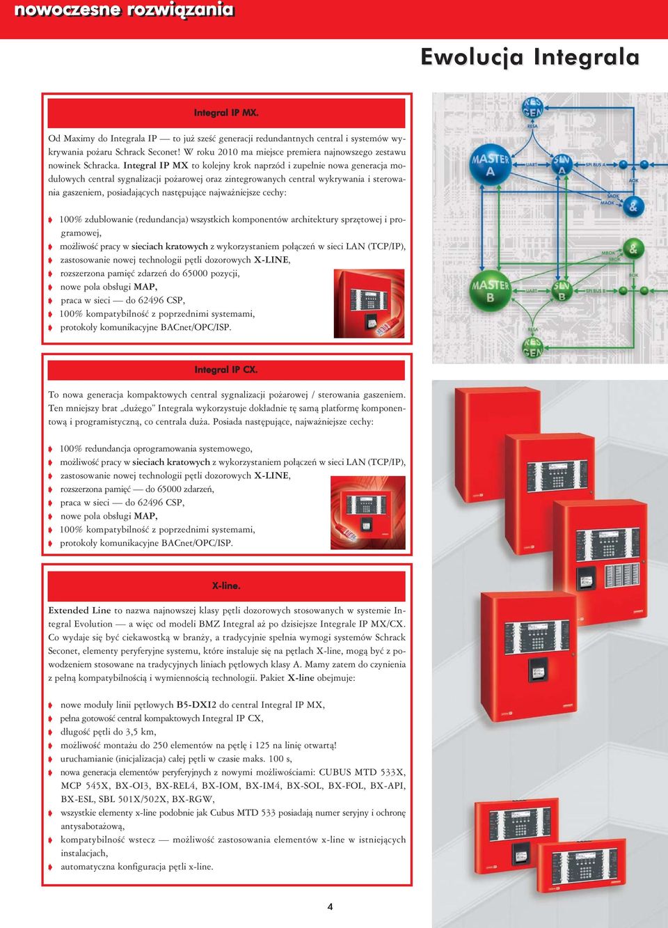 Integral IP MX to kolejny krok naprzód i zupełnie nowa generacja modułowych central sygnalizacji pożarowej oraz zintegrowanych central wykrywania i sterowania gaszeniem, posiadających następujące