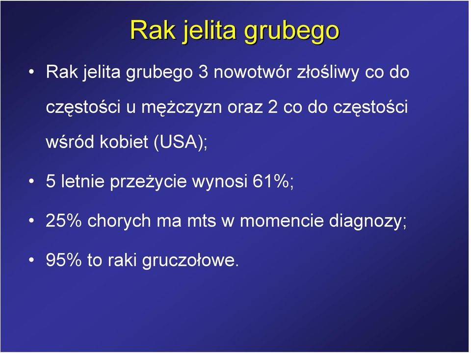 częstości wśród kobiet (USA); 5 letnie przeżycie wynosi