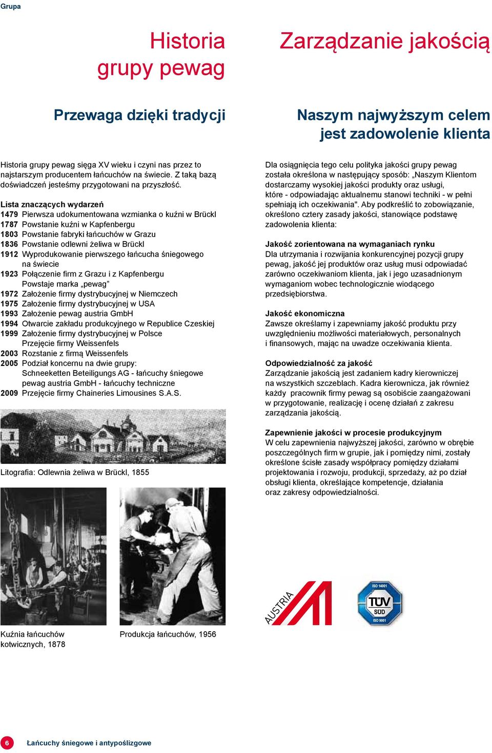 Lista znaczących wydarzeń 1479 Pierwsza udokumentowana wzmianka o kuźni w Brückl 1787 Powstanie kuźni w Kapfenbergu 1803 Powstanie fabryki łańcuchów w Grazu 1836 Powstanie odlewni żeliwa w Brückl