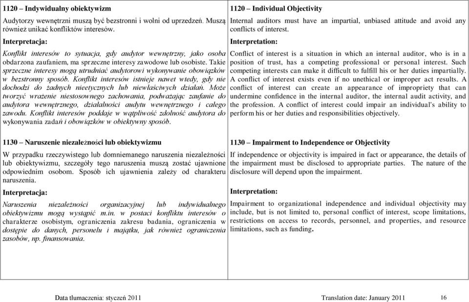 Takie sprzeczne interesy mogą utrudniać audytorowi wykonywanie obowiązków w bezstronny sposób.