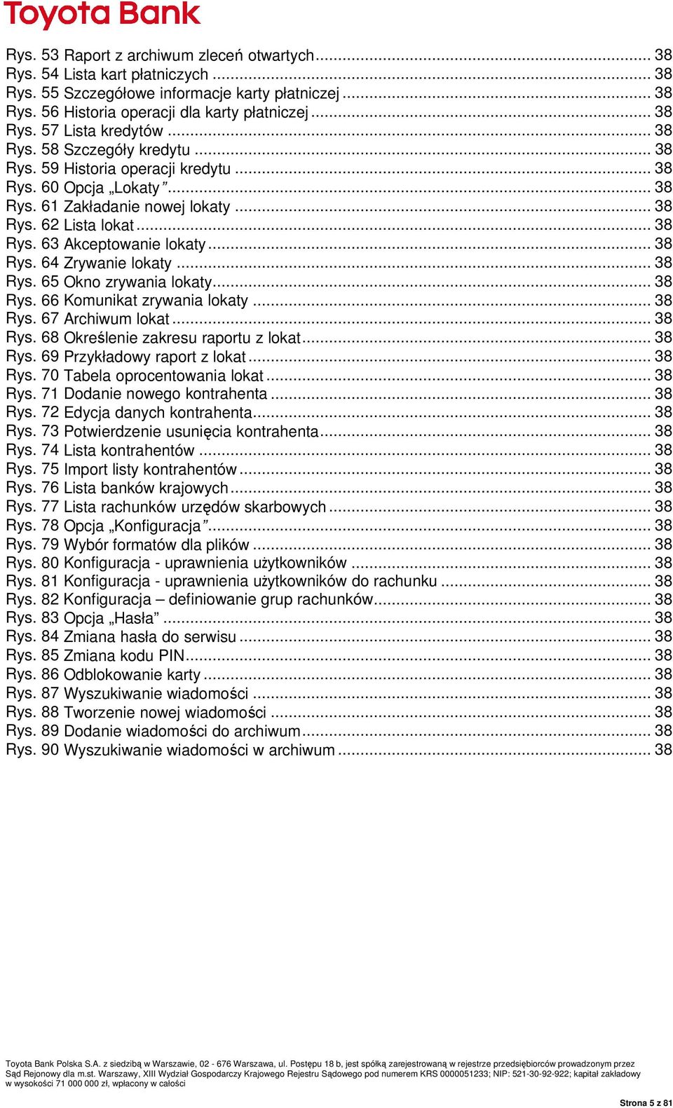 .. 38 Rys. 64 Zrywanie lokaty... 38 Rys. 65 Okno zrywania lokaty... 38 Rys. 66 Komunikat zrywania lokaty... 38 Rys. 67 Archiwum lokat... 38 Rys. 68 Określenie zakresu raportu z lokat... 38 Rys. 69 Przykładowy raport z lokat.