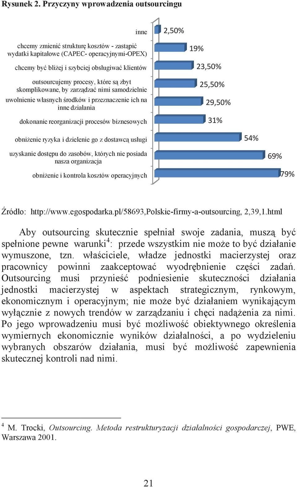 które s zbyt skomplikowane, by zarzdza nimi samodzielnie uwolnienie własnych rodków i przeznaczenie ich na inne działania dokonanie reorganizacji procesów biznesowych obnienie ryzyka i dzielenie go z