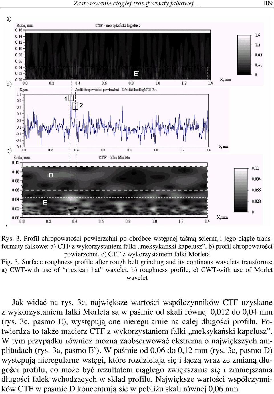 z wykorzystaniem falki Morleta Fig. 3.