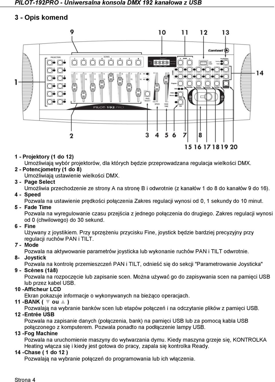 4 - Speed Pozwala na ustawienie prędkości połączenia Zakres regulacji wynosi od 0, 1 sekundy do 10 minut. 5 - Fade Time Pozwala na wyregulowanie czasu przejścia z jednego połączenia do drugiego.