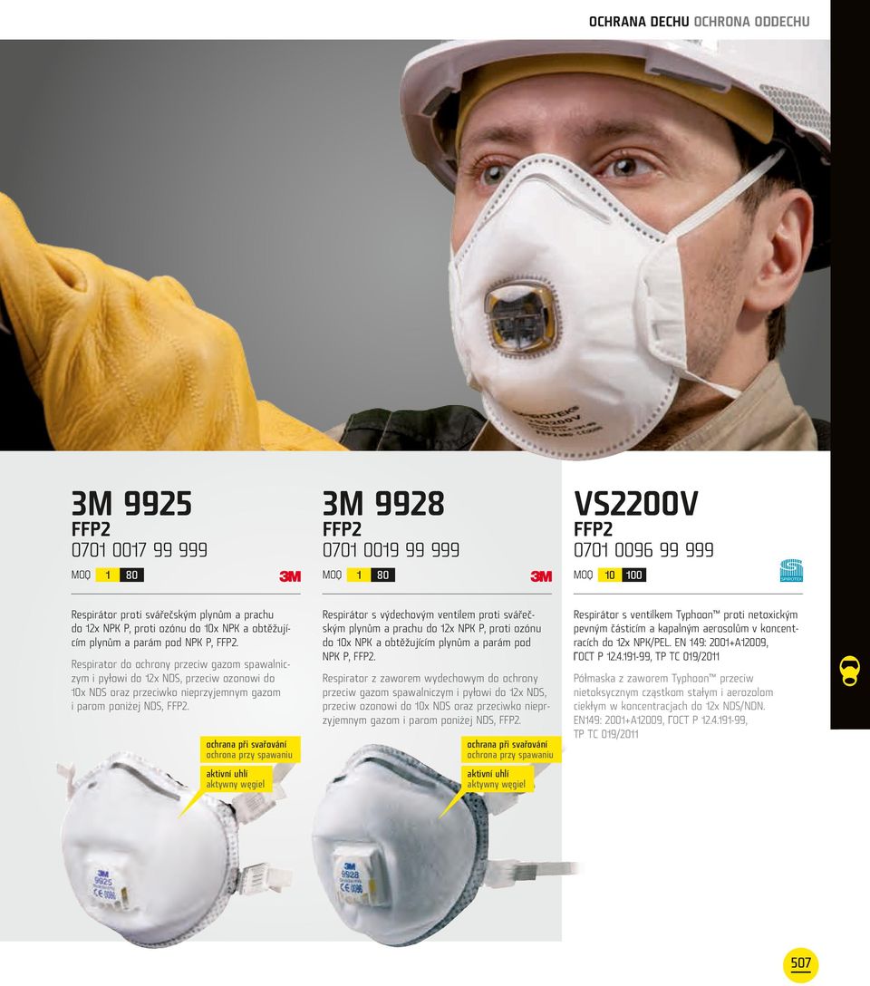 VS2200V 070 0096 99 999 80 0 00 Respirátor s výdechovým ventilem proti svářečským plynům a prachu do 2x NPK P, proti ozónu do 0x NPK a obtěžujícím plynům a parám pod NPK P,.