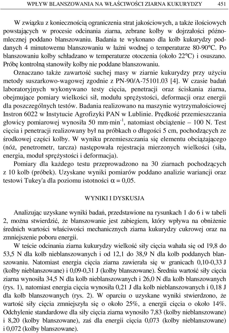 Po blanszowaniu kolby schładzano w temperaturze otoczenia (około 22 C) i osuszano. Próbę kontrolną stanowiły kolby nie poddane blanszowaniu.