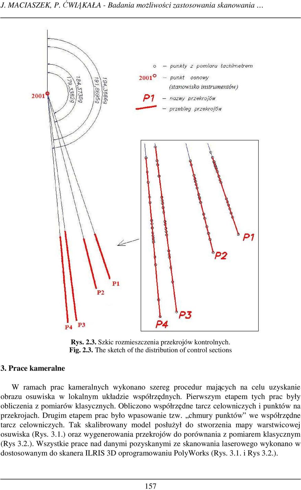 Szkic rozmieszczenia przekrojów kontrolnych. Fig. 2.3.