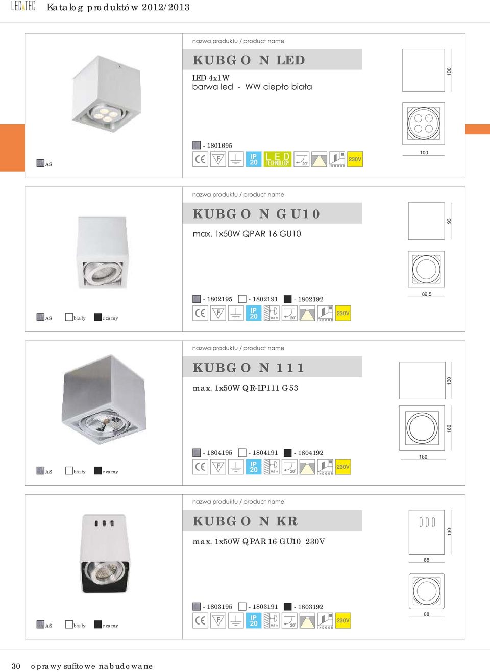 1x50W QR-LP111 G53 130 160-1804195 - 1804191-1804192 160 AS K U B G O N K R max.