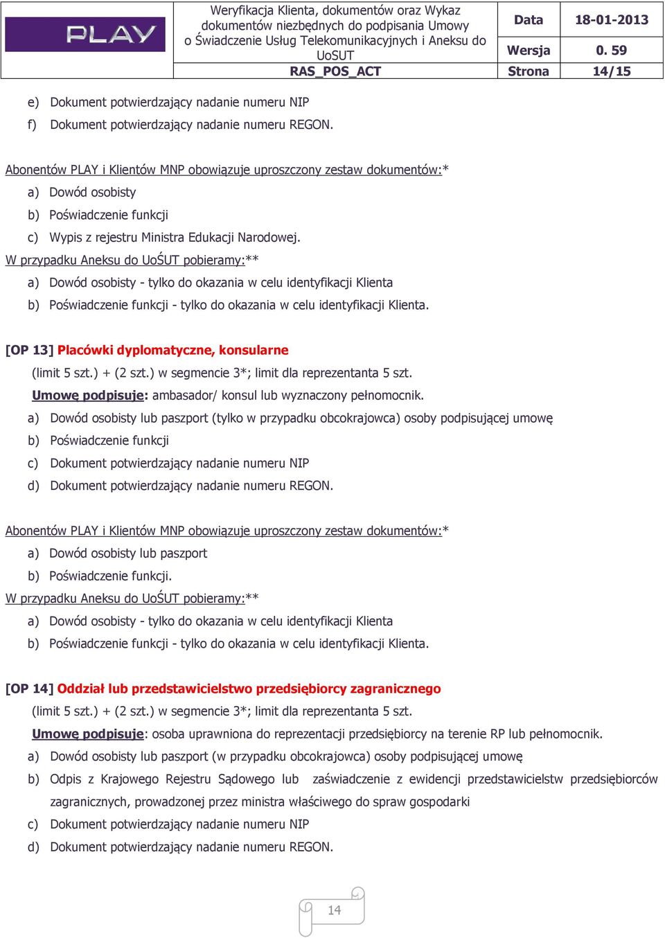 [OP 13] Placówki dyplomatyczne, konsularne Umowę podpisuje: ambasador/ konsul lub wyznaczony pełnomocnik.