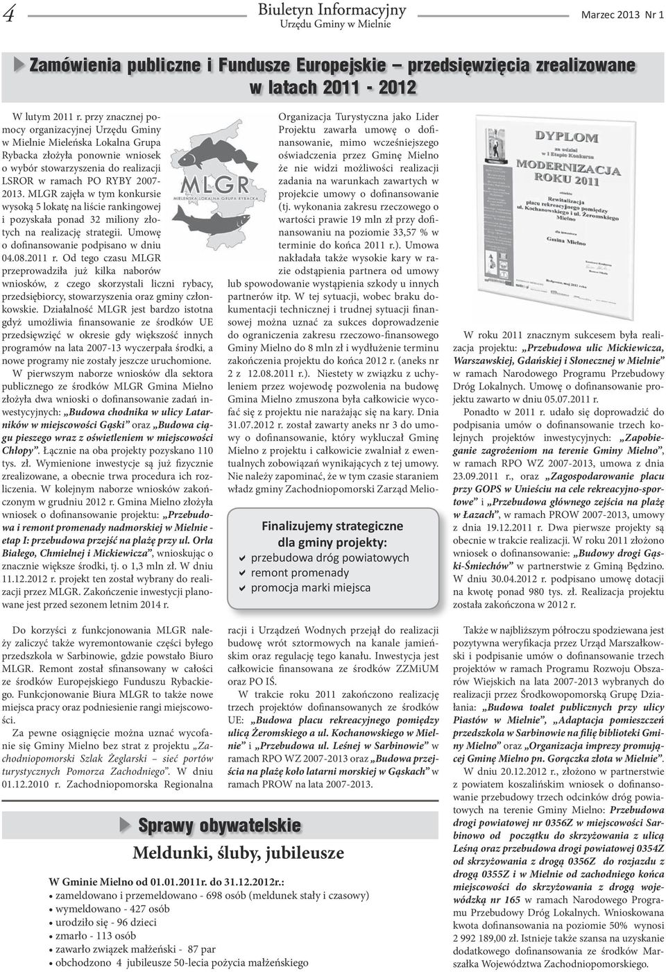 MLGR zajęła w tym konkursie wysoką 5 lokatę na liście rankingowej i pozyskała ponad 32 miliony złotych na realizację strategii. Umowę o dofinansowanie podpisano w dniu 04.08.2011 r.