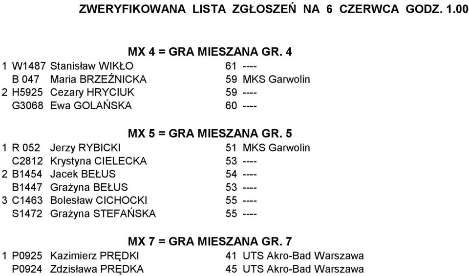 60 ---- MX 5 = GRA MIESZANA GR.