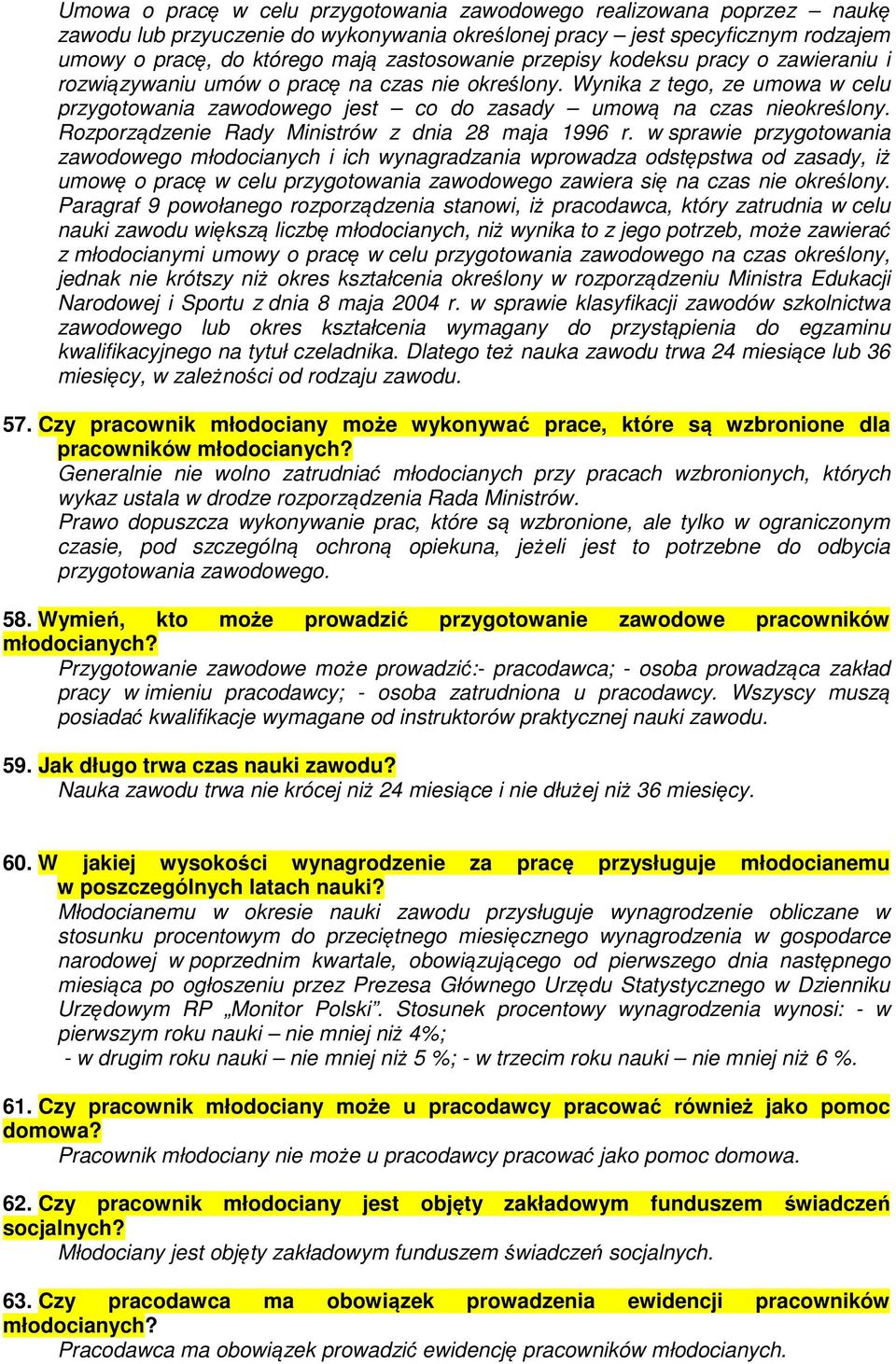 Rozporządzenie Rady Ministrów z dnia 28 maja 1996 r.