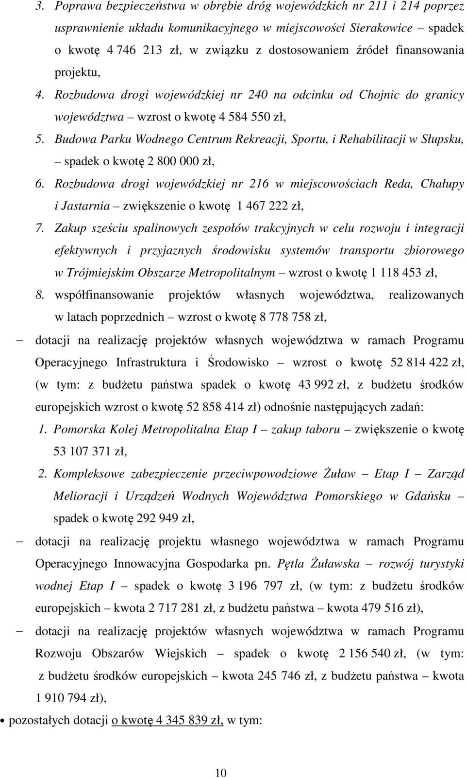 Budowa Parku Wodnego Centrum Rekreacji, Sportu, i Rehabilitacji w Słupsku, spadek o kwotę 2 800 000 zł, 6.