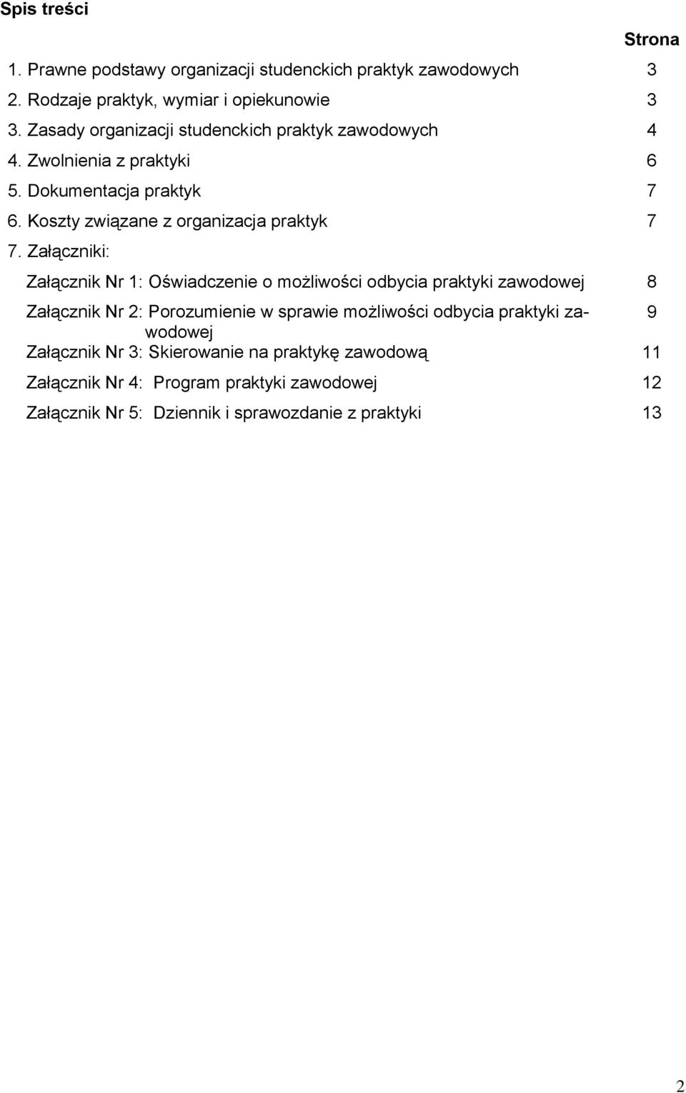 Koszty związane z organizacja praktyk 7 7.