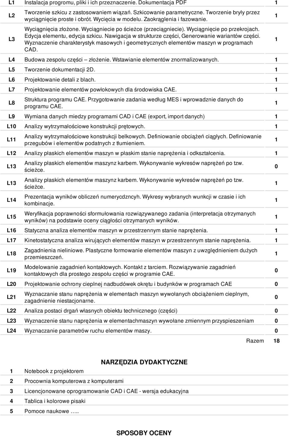 Nawigacja w strukturze części, Generowanie wariantów części. Wyznaczenie charakterystyk masowych i geometrycznych elementów maszyn w programach CAD. L4 Budowa zespołu części złożenie.