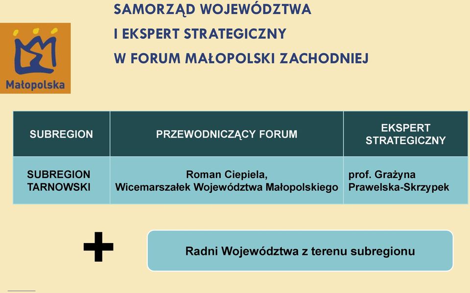 SUBREGION TARNOWSKI Roman Ciepiela, Wicemarszałek Województwa