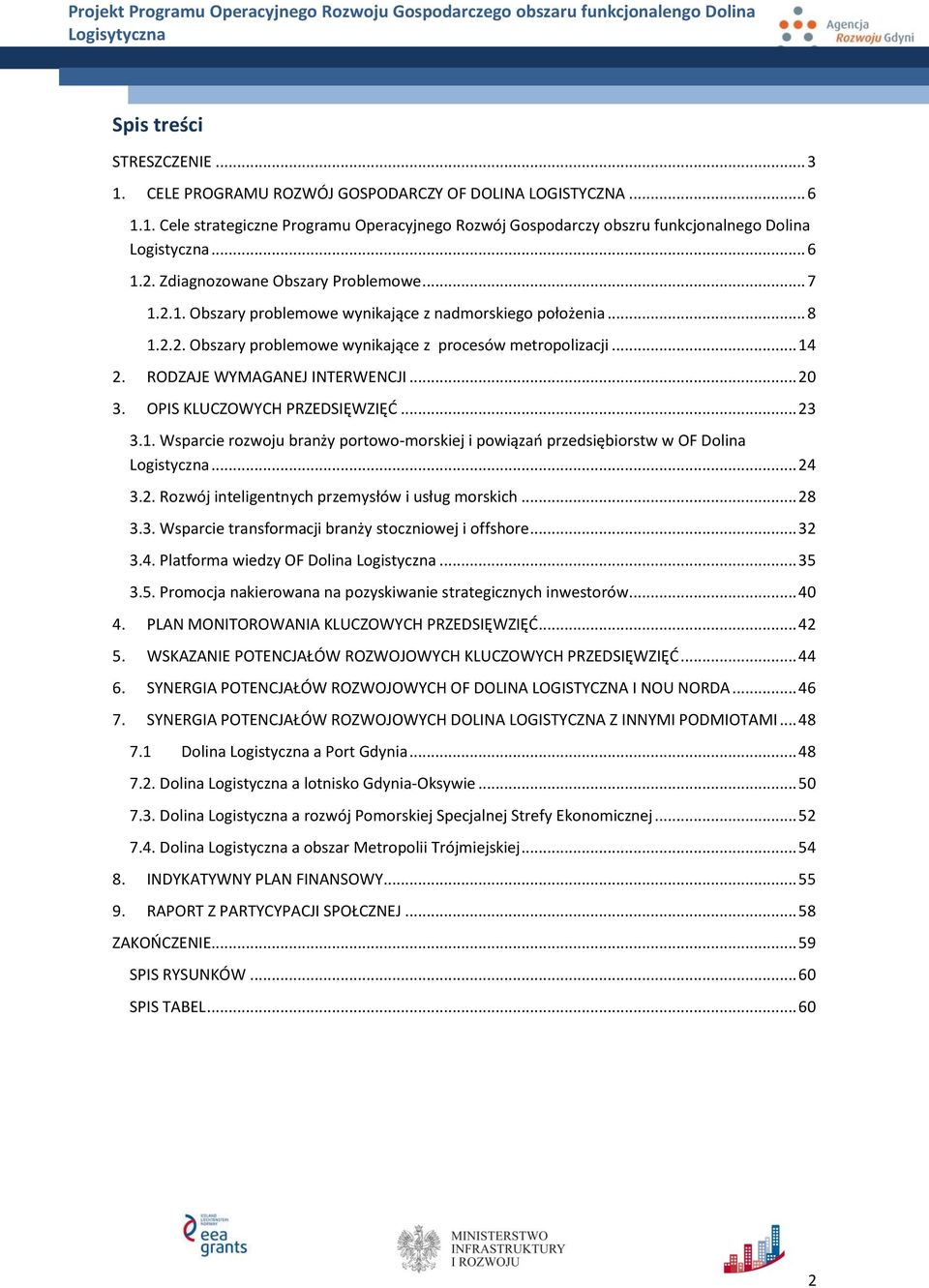 RODZAJE WYMAGANEJ INTERWENCJI... 20 3. OPIS KLUCZOWYCH PRZEDSIĘWZIĘĆ... 23 3.1. Wsparcie rozwoju branży portowo-morskiej i powiązań przedsiębiorstw w OF Dolina Logistyczna... 24 3.2. Rozwój inteligentnych przemysłów i usług morskich.