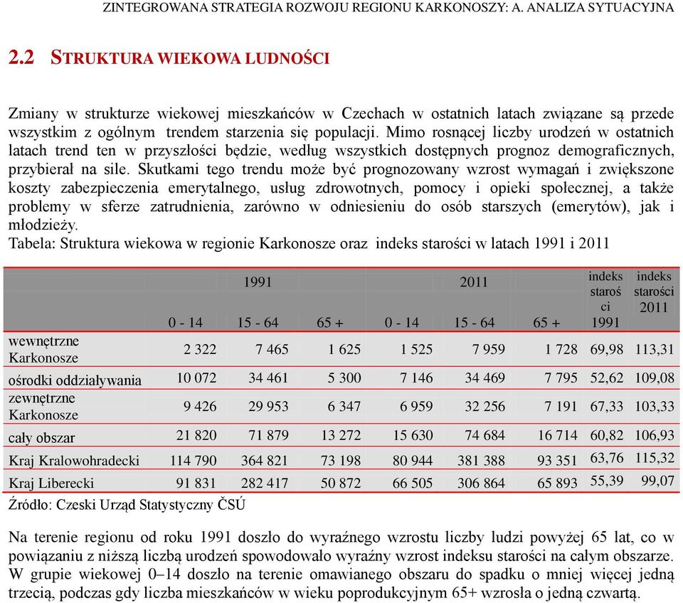 Skutkami tego trendu może być prognozowany wzrost wymagań i zwiększone koszty zabezpieczenia emerytalnego, usług zdrowotnych, pomocy i opieki społecznej, a także problemy w sferze zatrudnienia,