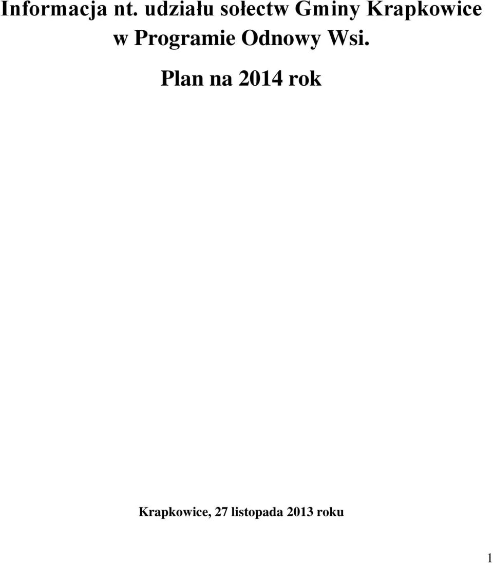 Krapkowice w Programie Odnowy