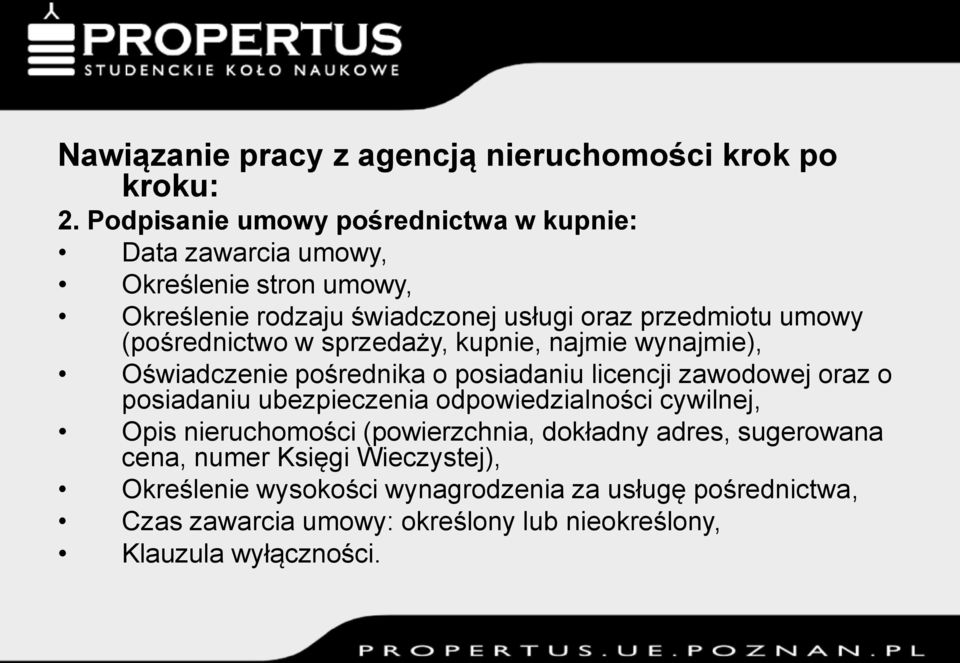 (pośrednictwo w sprzedaży, kupnie, najmie wynajmie), Oświadczenie pośrednika o posiadaniu licencji zawodowej oraz o posiadaniu ubezpieczenia