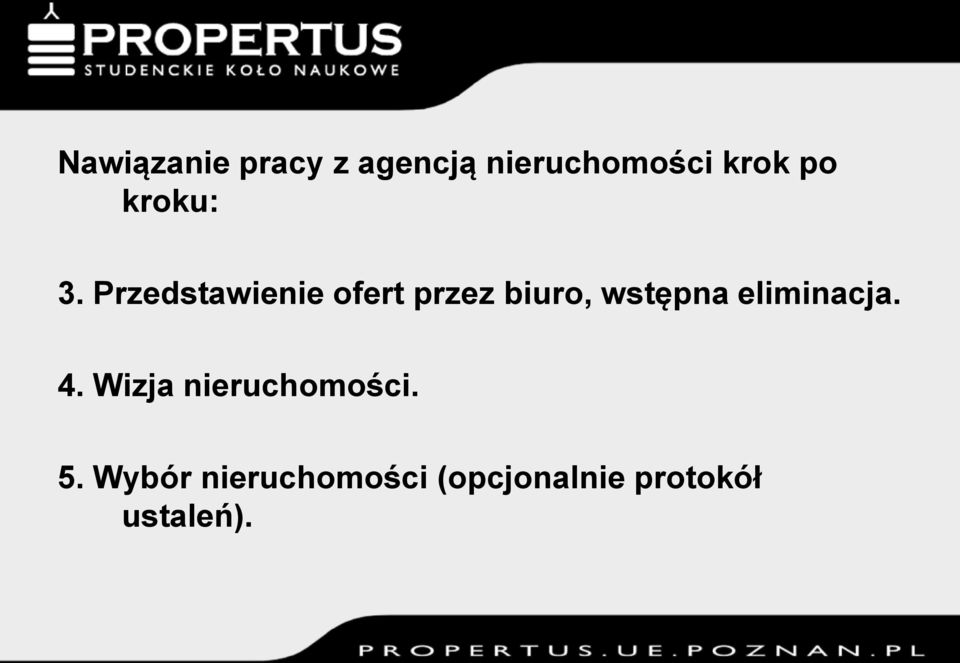Przedstawienie ofert przez biuro, wstępna